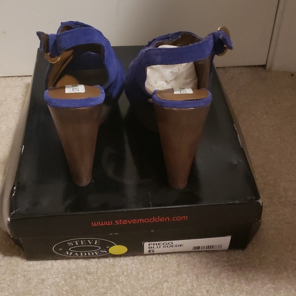 New! Steve Madden "Prego" blue suede heels 6 - Picture 3 of 4